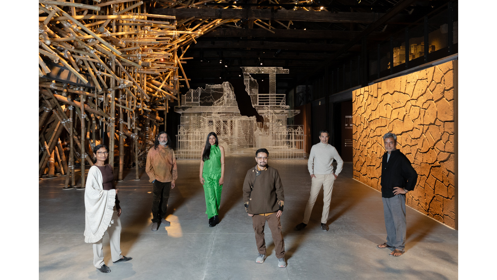 L - R Ranjani Shettar, Asim Waqif, Sumakshi Singh, Skarma Sonam Tashi, Dr Amin Jaffer (curator) and Bala (c) Joe Habben